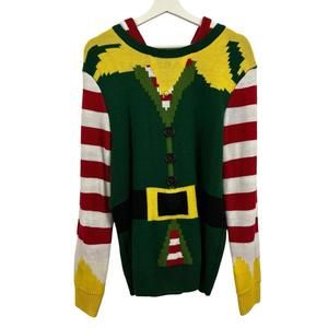 No Brand Women’s Christmas Ugly Holiday Elf Long Sleeve Sweater Size L